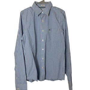 Abercrombie Fitch Muscle Button Down Shirt XL Blue Gingham Check Casual